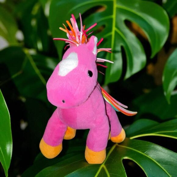 Animal Adventure 10" Plush Horse Pony White Diamond Mane Pink Ribbons Toy Gift - Picture 12 of 12